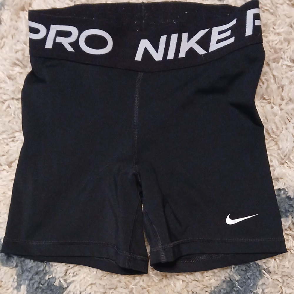 Nike Black Training Shorts with White Logo Girls XS
